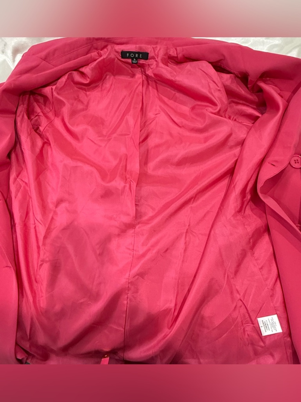 Fore Hot Pink Oversized Blazer Small Double Breasted Barbie Work Chic Statement - Picture 5 of 9